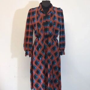 Vintage Sasoon Geometric Midi Dress1980s Dress, Size S